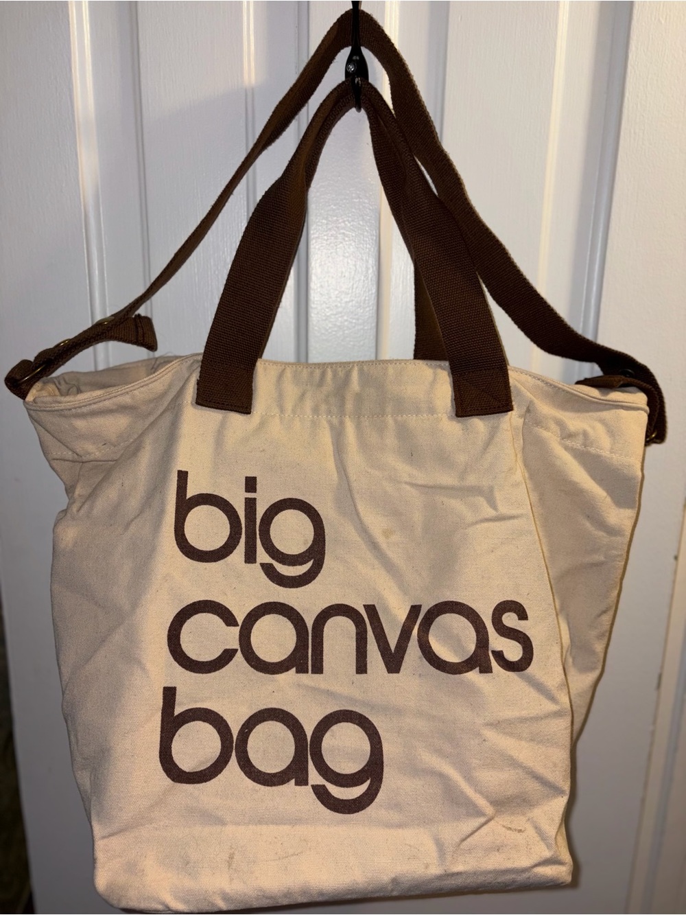 Cream Tote with Brown Straps